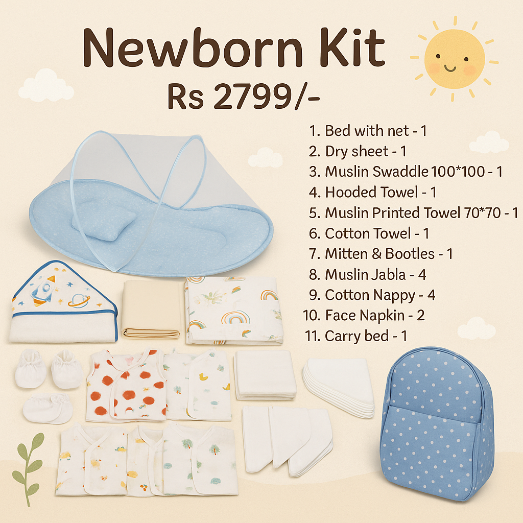 Premium Newborn Essentials Kit with Bed Combo